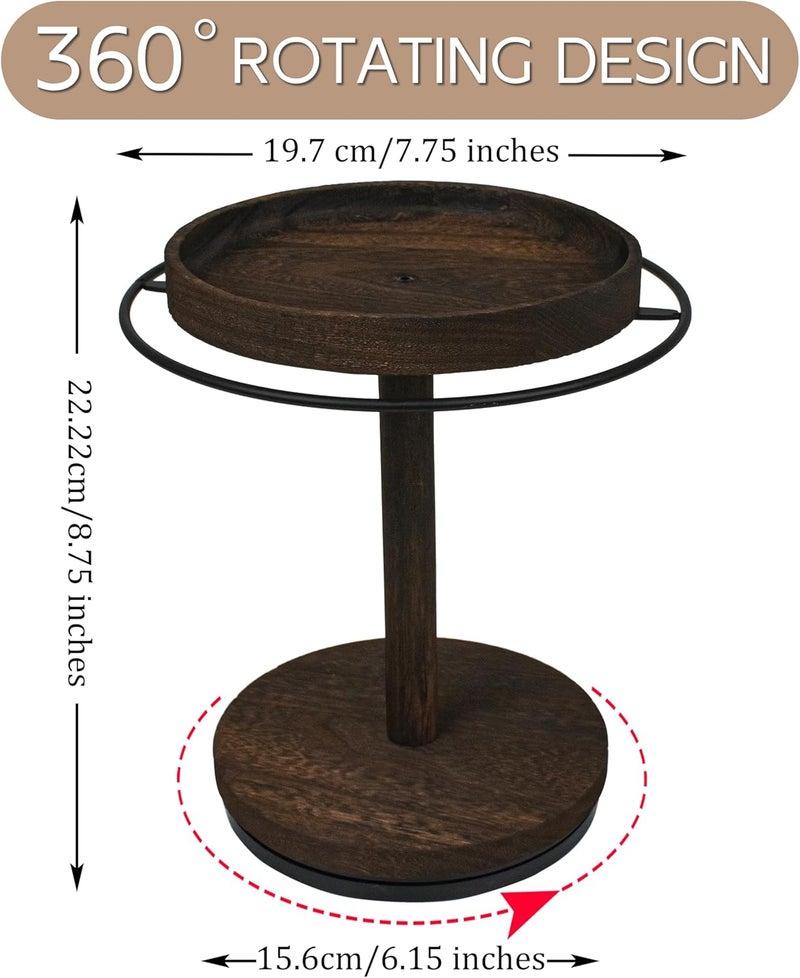 LingLingo Sunglasses Organizer 360° Rotating Eyeglass Holder Stand with Wood Tray and Base, Eye Glass Display Rack for Multiple Sunglass Storage for Table Dresser Nightstand Desk - Image 4